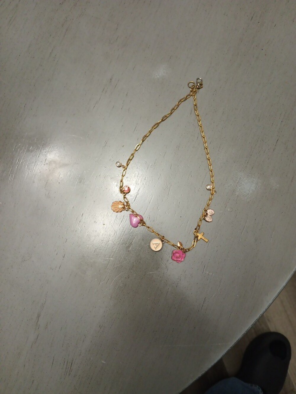 Source Unknown Gold and Pink Charm Necklace - Women's Jewelry
